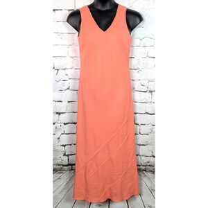 CASUAL CORNER Stretchy Bias-Cut Linen-Blend Column Maxi Dress Coral Size 10